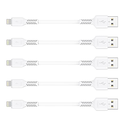 4 inches iPhone Charger Cord Short, 5Pack Small USB A to Lightning Cable Fast Charging Compatible with Apple iPhone 13 12 11 Pro Max Xs X 8 Plus SE2, iPad Air/Mini, Portable Charger - color: White, size: 4 inches