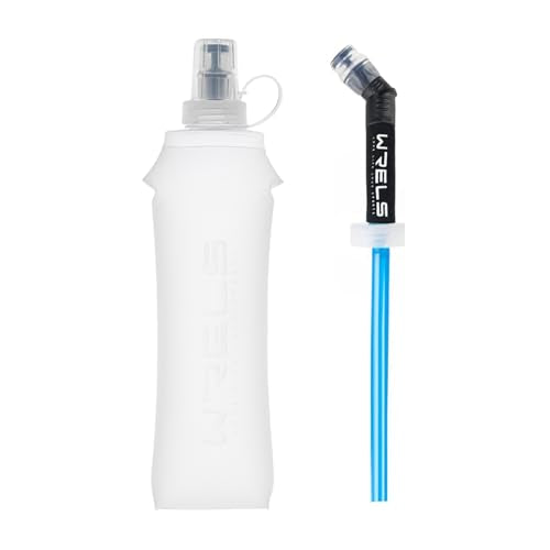 Soft Flasks Running Water Flask Folding Soft Water Bottles Small for Outdoor Sports Hiking Hydration Pack 5oz/8oz/17oz(WHITE,17oz+Straw) - color: White, style: 500ml/17oz with straw