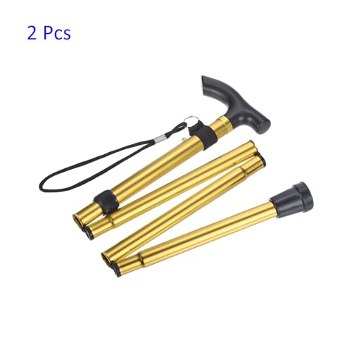 M METERXITY Trekking Poles - Collapsible Hiking Walking Sticks, Telescopic & Folding, Apply to Women Walking Backpacking - color: Golden