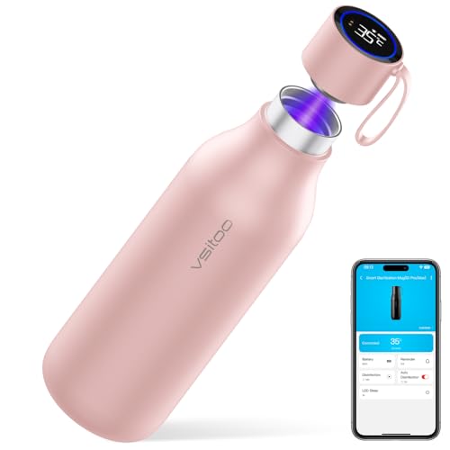 VSITOO S1 Max 33oz Insulated Stainless Steel Self-Cleaning Water Bottle | Large 33oz Insulated Bottle With Auto Self-Cleaning, App or Touchscreen Control, Temp Display, 30-Day Battery & 24H Cold - color: pink