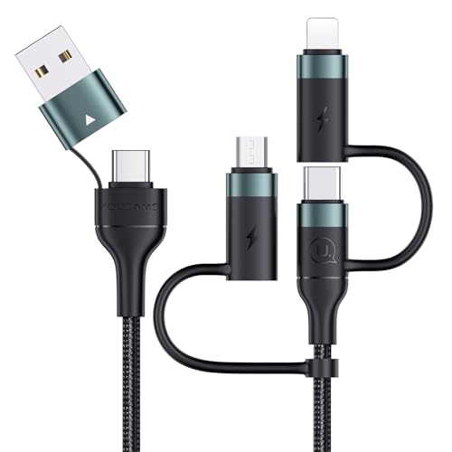PD 60W USB C Multi Fast Charging Cable Nylon Braided Cord 5-in-1 3A USB/C to Type C/Micro/Phone Fast Sync Charger Adapter Compatible with Laptop/Tablet/Phone - color: Green, size: 4FT