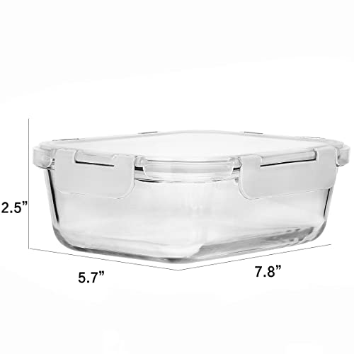 M MCIRCO 8 Pack,30 oz Glass Food Storage Containers with Lids, White - color: White