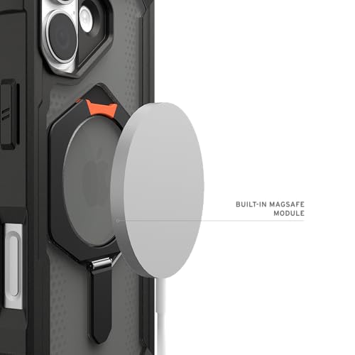 URBAN ARMOR GEAR UAG Designed for iPhone 17 Case with Kickstand Plasma XTE - Compatible with MagSafe Transparent Military Grade Protective Cover, Black/Pop Orange - color: Plasma XTE - Black/Pop Orange