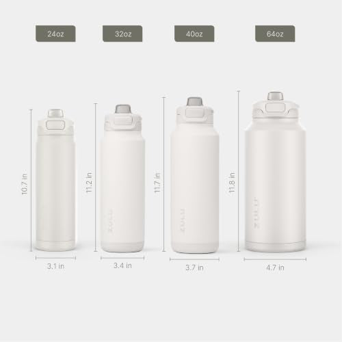 ZULU Powerfill Pro 24oz Stainless Steel Sip or Chug Water Bottle, White Monochrome - color: White, style: 24oz