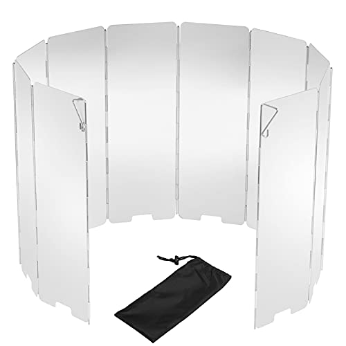Camp Stove Windscreen, 10 Plates Lightweight Camping Stove Windshield Folding Outdoor Picnic Cooker Wind Screen for Camping Burner, Backpacking, Butane, Alcohol Stoves Wind Shield - size: 10 Plates Windscreen