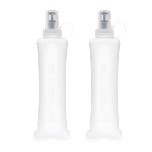 Soft Flasks Running Water Flask Folding Soft Water Bottles Small for Outdoor Sports Hiking Hydration Pack 5oz/8oz/17oz(WHITE,8oz*2) - color: White, style: 250ml/8oz-2 Pack