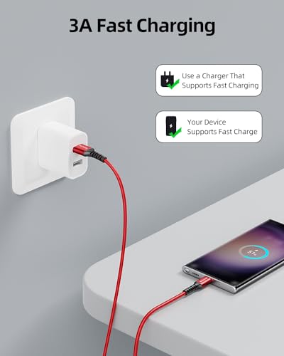 Short USB A to USB C Cable 1.5FT 3Pack, 18 inch USB C 3A Fast Charging Cord - color: Red+Blue+Green, size: 1.5FT