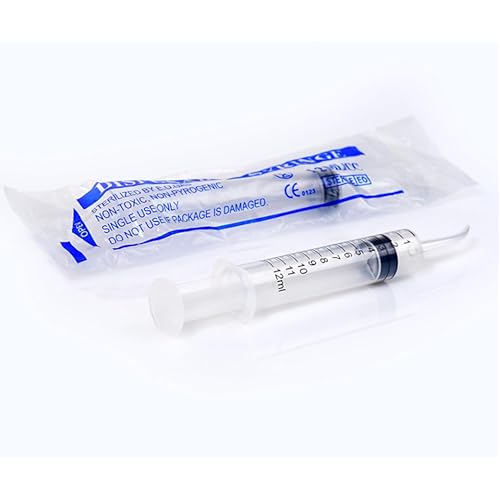 12 Pack Dental Syringe Disposable 12ml Dental Irrigation Syringe with Curved Tip for Oral, Dental Care, Tonsil Stone Squirt, Feed Pet, Liquid Injection, Oil, Glue, With Clear Measurement (C 12 Pack 12ml) - size: C 12 Pack 12ml