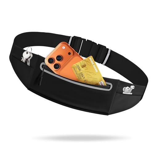 Slim Running Belt for Women Men,Phone Holder Waist Pack,Runners Fanny Pack - color: Light Black