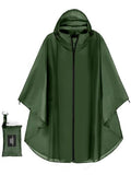 Unisex Hooded Rain Poncho, Waterproof Raincoat Jacket with pocket for Adult, Rain Coat for Outdoor Activities - color: Army Green