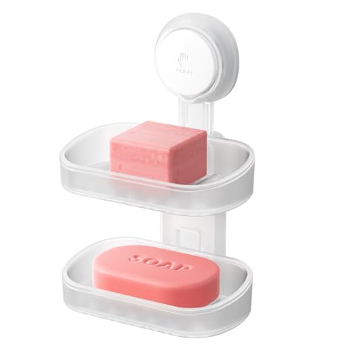 TAILI Soap Holder, Soap Dish for Shower Suction Cup, Bar Soap Holder, Clear | 2 Layer Removable Soap Holder Shower, Soap Tray for Shower Wall, No drill Sponge Holder, Bathroom & Kitchen, Bath Accessories - color: Clear, size: 2 Tier