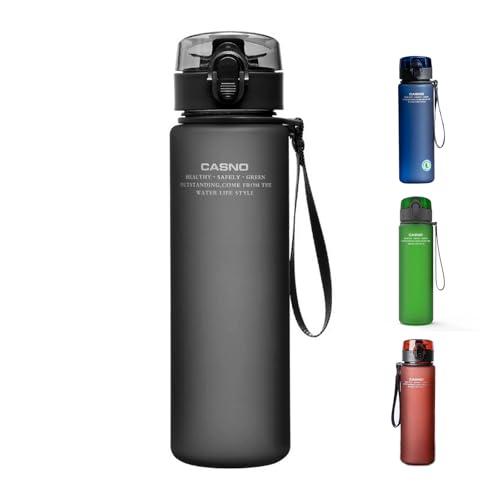 DEARART 20oz Water Bottles with Locked Button, Frosted Bottle One Hand, 100% Leakproof No Straw Direct Spout, Suit Sport Office School Travel Yoga Gym, Grey - color: Grey