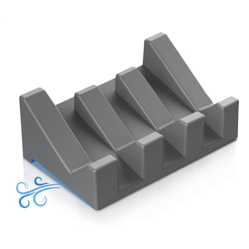Silicone Soap Dish,1PCS Self Draining Bar Soap Holder for Shower,Dark Gray | Self draining silicone soap dish with drainage,waterfall design keeps bar soap dry,extended soap holder for shower,bathroom - color: 1*gray