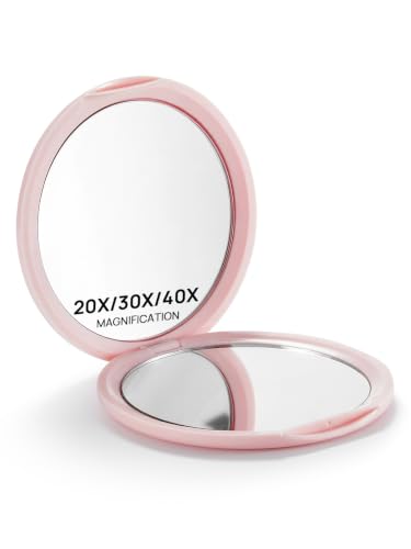 Macaki 1x/40x Compact Magnifying Mirror for Travel and Makeup, 3 in, Pink - color: Pink