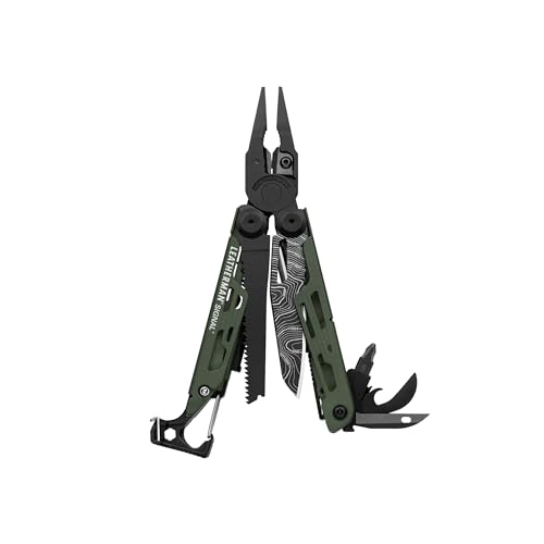 LEATHERMAN Signal 19-in-1 Multi-Tool, Topographical Print | Ferrocerium Fire Starter, Emergency Whistle & Diamond Sharpener, Camping & Survival, Topo Print Design, Made in USA - color: Topographical Print