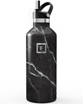 IRON °FLASK 32 oz Narrow Mouth Water Bottle with Straw - color: Black Marquina, style: Straw - 32 oz (1 Lid)