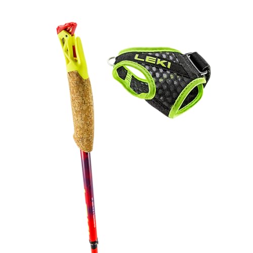 LEKI Ultratrail FX.One Superlite Trekking Poles | Carbon, Foldable, Ultralight Trail Running & Hiking Sticks - color: Bright Red-Violet-Neonyellow, size: 110 cm