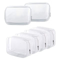 6 Pack Clear Toiletry Carry Pouch, White, Large TSA Approved | Zipper Portable Plastic Cosmetic Bag Waterproof, For Vacation Travel Bathroom and Organizing - size: Large bags only