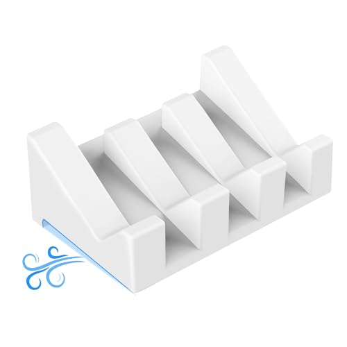 Silicone Soap Dish,1PCS Self Draining Soap Holder,White | Self draining silicone soap dish with drainage,waterfall design keeps bar soap dry,extended soap holder for shower,bathroom - color: 1*white