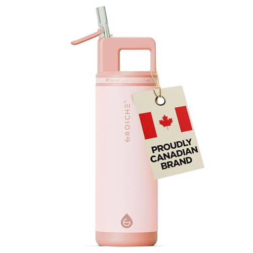 GROSCHE Alpine Flip N Sip Insulated Bottle with Straw Lid, Rose Pink, 20 oz - color: Rose Pink, size: 20 Ounces