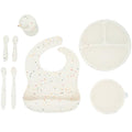 WeeSprout Baby Led Weaning Bundle, Silicone Suction Bowl, Spoons, Bib & Cup, Develops Self Feeding Skills, Dishwasher Safe (Confetti) - color: Confetti