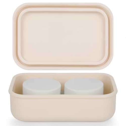 Leak Proof Travel Soap Case,Large Silicone Travel Soap Holder,Portable Soap Box with Drainage Layer,Bathroom Shatter Proof,Suitable for Travel, Bathroom, Camping, Gym(Off-White) - color: Off-white
