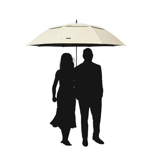 G4Free 47/54/62/68 Inch UV Protection Golf Umbrella Oversized Sun Umbrella | UPF 50+, Auto Open, Vented Double Canopy, Extra Large Coverage, Heavy Duty, Windproof Stick Umbrella - color: Ivory/Black, size: 54 inch