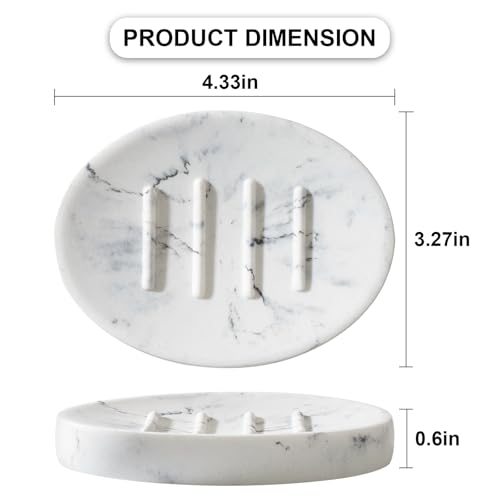 Mini Soap Dish Bathroom Resin Marble Look Bar Soap Holder for Shower Soap Tray for Kitchen Sink(Marble White) - color: Marble White, size: Mini 1 Pack