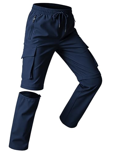 Kids Hiking Convertible Zip Off Pants Quick Dry Outdoor Nylon Pants Waterproof Stretchy with Zip Pockets 4-16Y - color: Blue, size: Medium