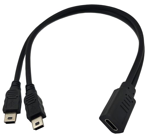 USB C Splitter Charge Cable,1 Feet USB Type C Female to 2 Dual Mini USB 5pin Male Y Splitter Conversion Charging Cable(Only for Charging) - color: Type C female to 2*mini USB male