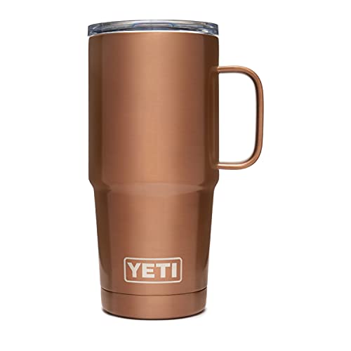 YETI Rambler 20 oz Travel Mug, Stainless Steel, Vacuum Insulated with Stronghold Lid - color: Copper