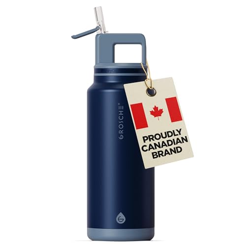 GROSCHE Alpine Flip N Sip Insulated Bottle with Straw, Mountain Blue, 40 oz - color: Mountain Blue, size: 40 Ounces