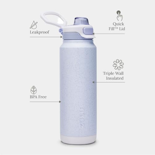 ZULU Powerfill Pro 32oz Stainless Steel Sip or Chug Water Bottle, Glacier Drift - color: Glacier Drift, style: 32oz