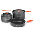 Odoland Camping Cookware Mess Kit, Camping Cooking Pot Fry Pan and 1.1L Kettle Set, Portable Camping Cookware Set with Mesh Bag for Camping, Backpacking, Outdoor Cooking and Picnic - size: 1.9L Pot + 0.86L Fry Pan + 1.1L Kettle