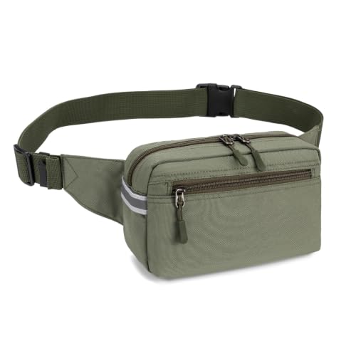Mini Hiking Waist Bag, 3-Pocket 1.7L RFID Blocking Fanny Pack for Men Women - color: Army Green