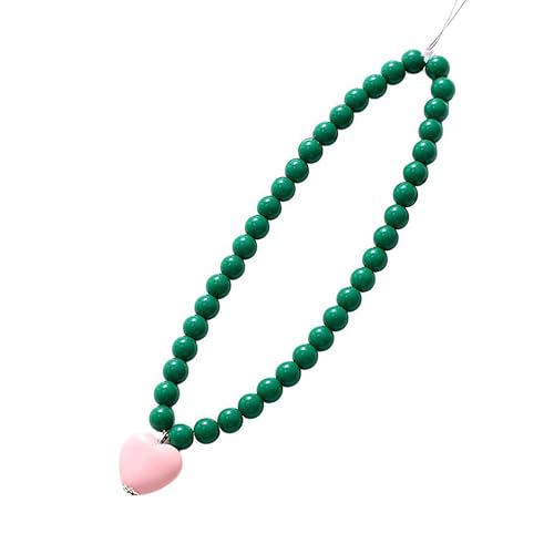 Beaded Phone Lanyard Wrist Strap Phone Charms Fixed Beads Pearl Chain - color: PC-hdj-2