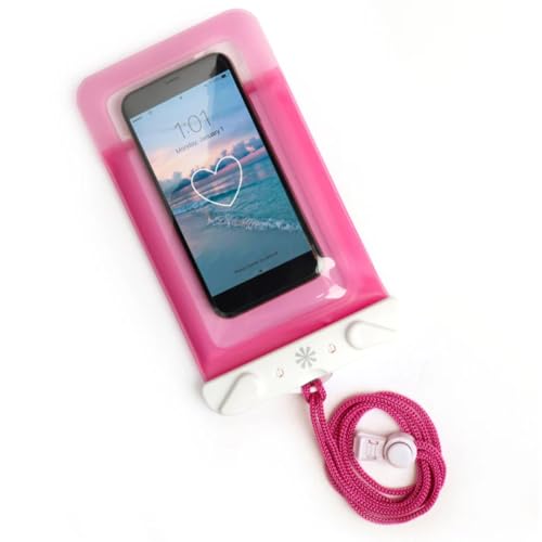 Tech Candy Dry Spell Water Defender Bag, Pink - Waterproof Protective Pouch for Smartphones & Valuables, Transparent Touchscreen-Compatible, IPX8 Certified, with Lanyard & Secure Lock, Dry Bag - color: Pink