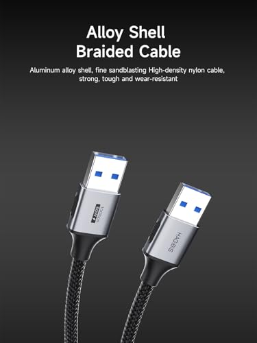 Hagibis USB to USB Cable, 10Gbps Data Transfer 60W Fast Charging USB 3.2 A to A Male to Male Cable for Computer, PC, Laptop, Cooler, DVD Player, Hard Drive Enclosures, Set Up Box (1.6FT) - size: 1.6FT