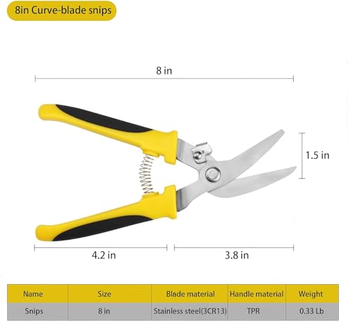 8 Inch Aviation Tin Snips, Heavy Duty Scissors - size: 8 Inch Curve Blade