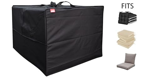 Outdoor Square Cushion/Cover Storage Bag, Protective Zippered Storage Bags with Handles, 32''L x 32''W x 24''H Black - color: Black, size: 32''X32''X24''