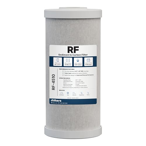 iFilters Whole House Dual Purpose Sediment & Carbon Water Filter - size: 4.5" x 10"
