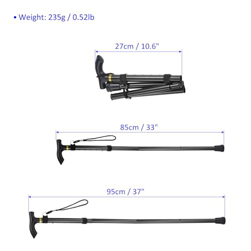 M METERXITY Trekking Poles - Collapsible Hiking Walking Sticks, Telescopic & Folding, Apply to Women Walking Backpacking - color: Black