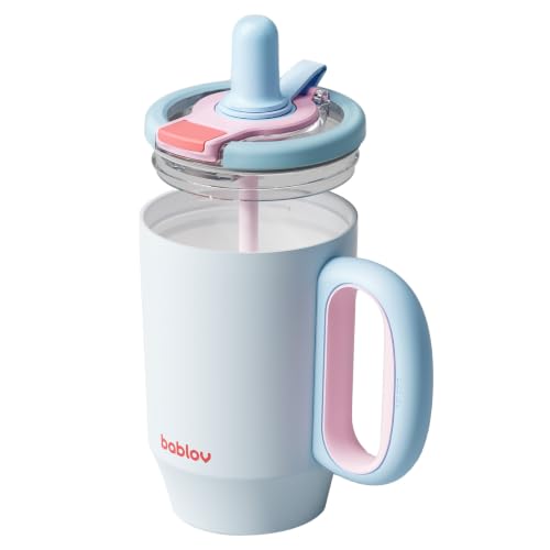 BABLOV 23 oz Ceramic Lined Tumbler with Straw Insulated Coffee Tumbler - color: Blue Sky, size: 23 Ounces