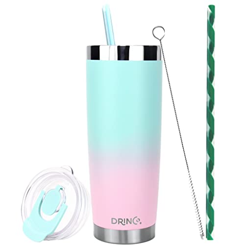 Drinco - 20 oz Stainless Steel Tumbler | Double Walled Vacuum Insulated Mug With Lid, 2 Straws, For Hot & Cold Drinks (20oz Macaron, 20oz) - color: 20oz Macaron