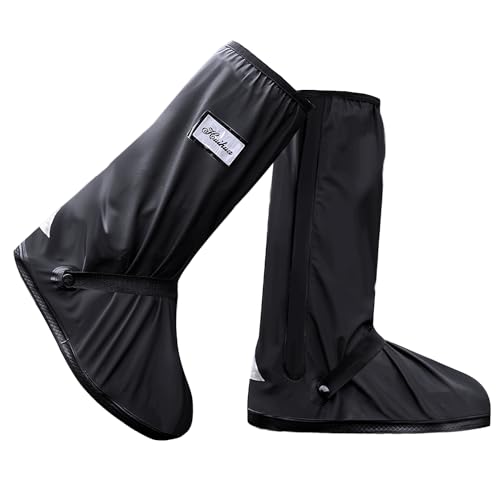 USHTH Black Waterproof Rain Boot Shoe Cover with Reflector (1 Pair) - size: Large