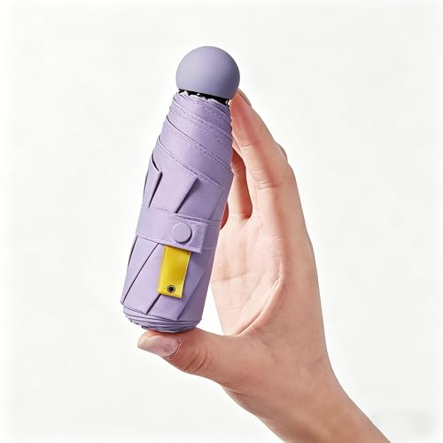 Travel Umbrella Portable Compact Umbrellas Pocket Mini for Purse Umbrellas for UV Small Backpack with Case Folding for Women - color: Purple