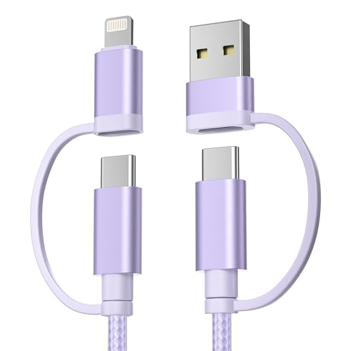 Basesailor for MacBook Pro Air 4 in 1 USB C Cable 3.3ft,60W Fast Charging - color: Purple, size: 3.3FT/1M