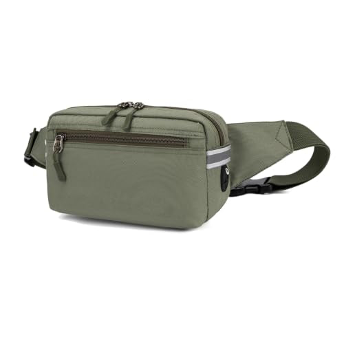 Mini Hiking Waist Bag, 3-Pocket 1.7L RFID Blocking Fanny Pack for Men Women - color: Army Green