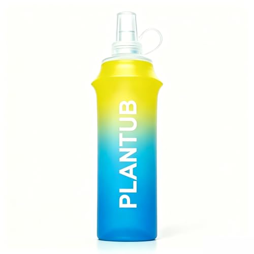 Soft Foldable Water Bottle, Gradient Blue and Pink | TPU, Collapsible Flask, Outdoor Sports, Without stand up ability - color: yellow blue