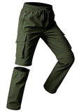Kids Hiking Convertible Zip Off Pants Quick Dry Outdoor Nylon Pants Waterproof Stretchy with Zip Pockets 4-16Y - color: Green, size: X-Small